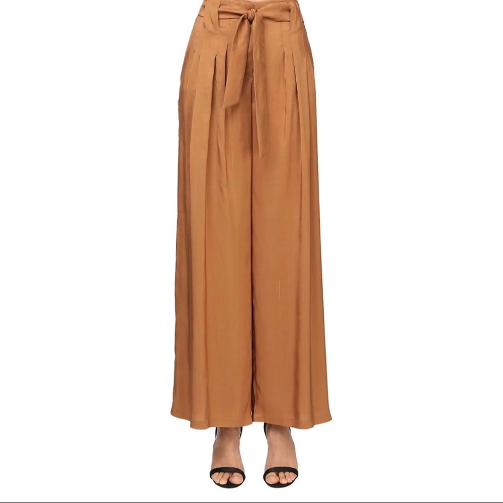 High Waist Belted Wide Leg Culotte Pants | S